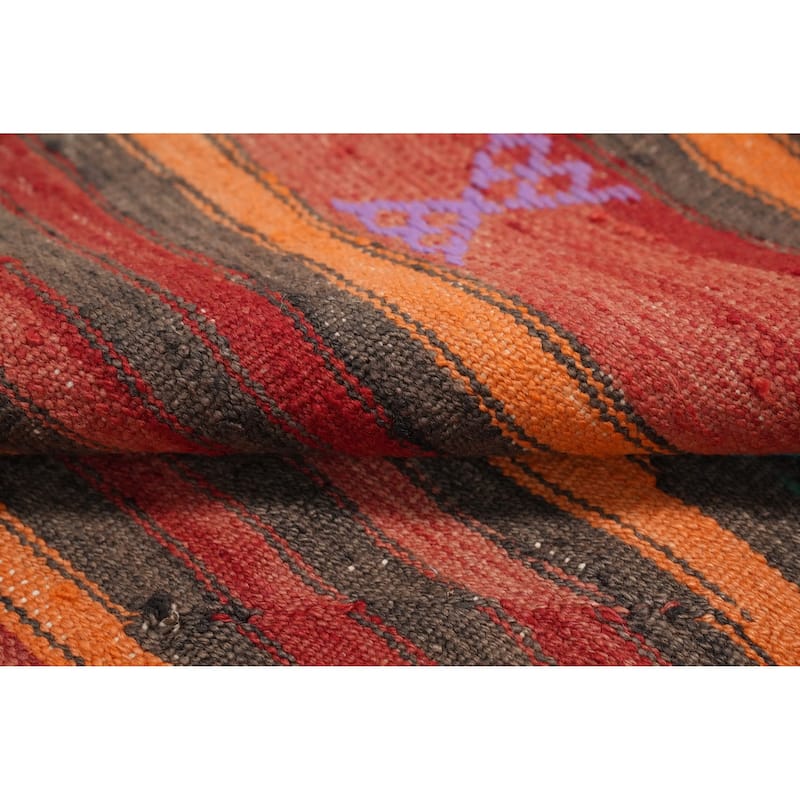 Hand Woven Oriental 100% Wool Carpet Southwestern Tribal Multi-Colored Kilim Area Rug - 9' 1'' X 5' 3''
