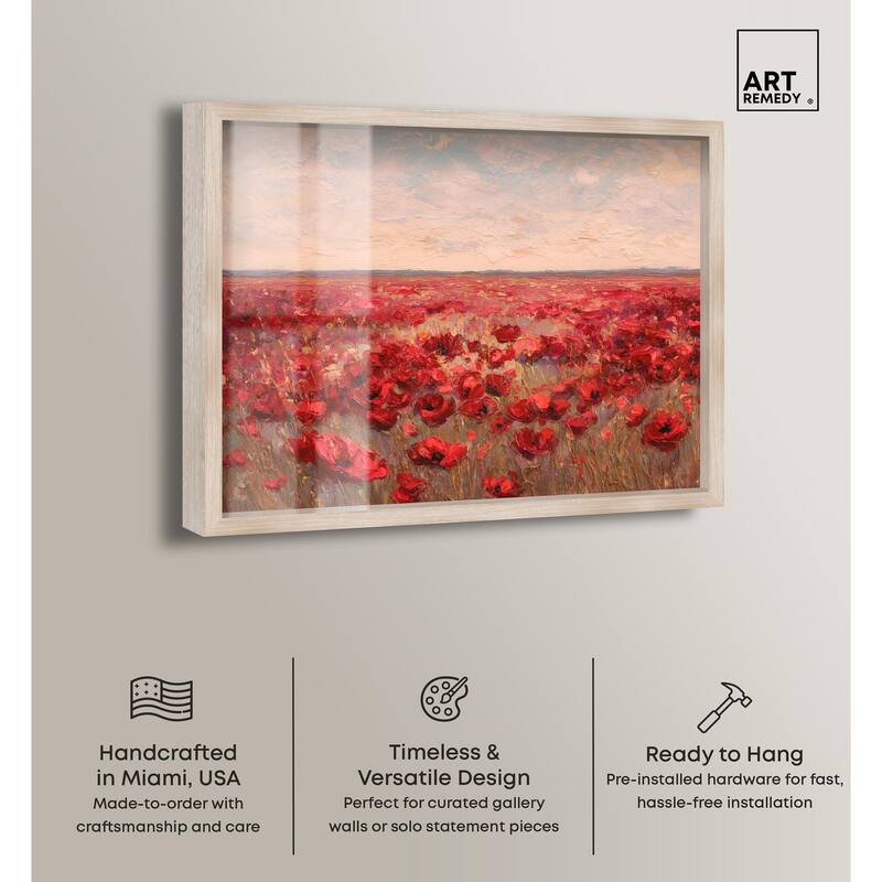 Sea of Red Poppies I Shadowbox by Art Remedy