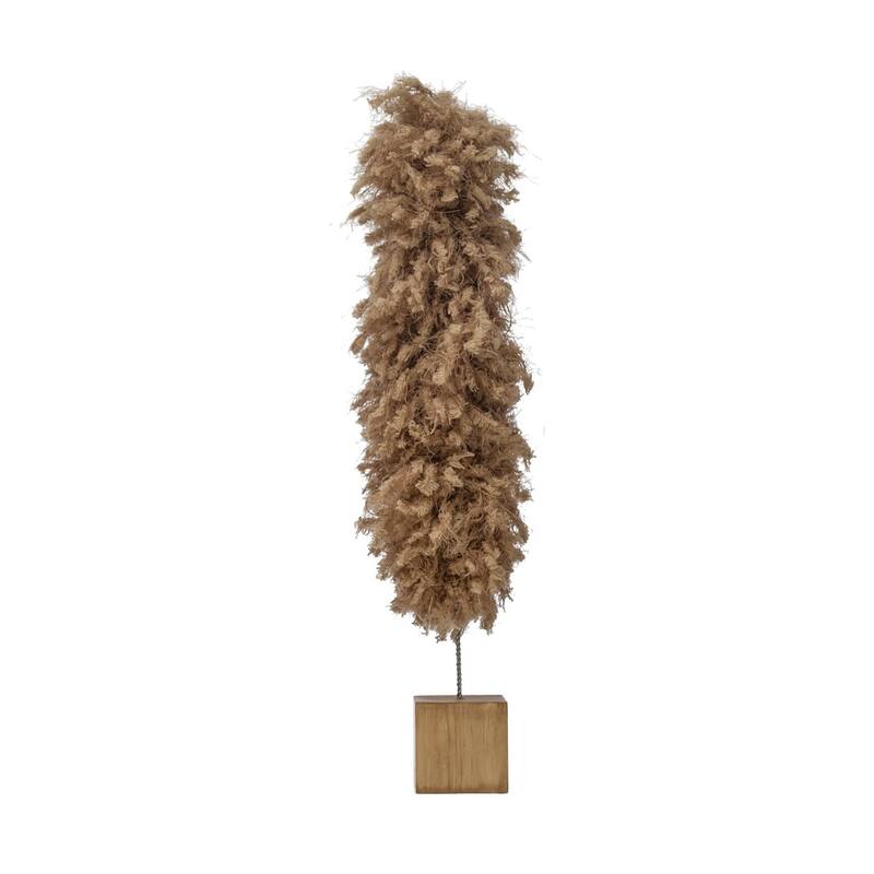 Fabric Yarn Tree with Wood Base - Tan