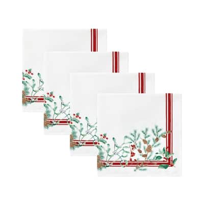 Winter Holiday Berry Fabric Napkin Set of 4