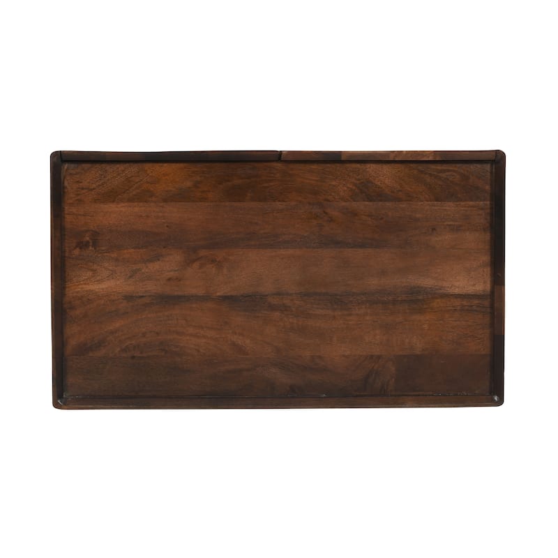 Wood Accent Cabinet With Storage, Rustic Mango Wood Storage Cabinet With Fluted Design And Adjustable Shelf