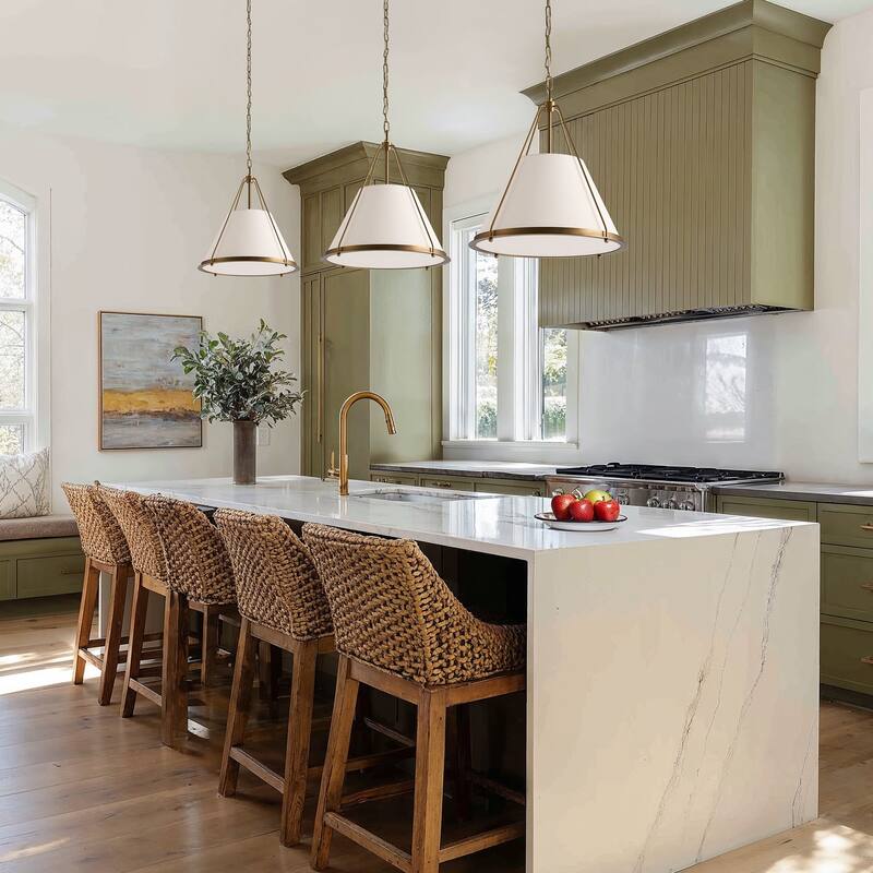 Draven Modern Pendant Light - Metal, Fabric & Gold, Matte Black Light Fixture For Modern, Contemporary, Minimalist Room Decor