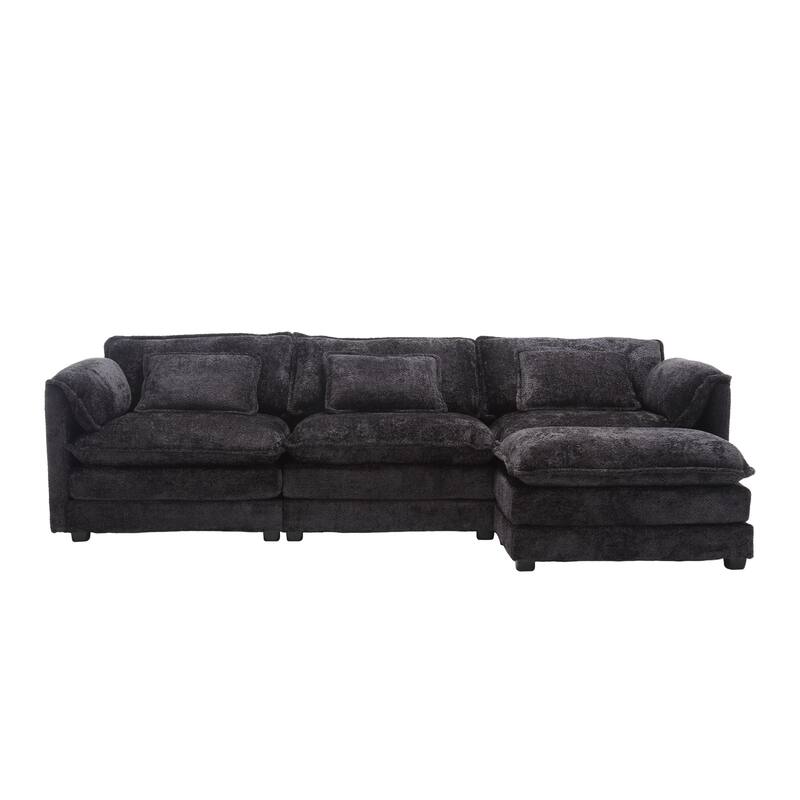 HOMEFUN 112" Oversized Chenille Upholstered L-Shaped Modular Sectional Sofa for Living Room