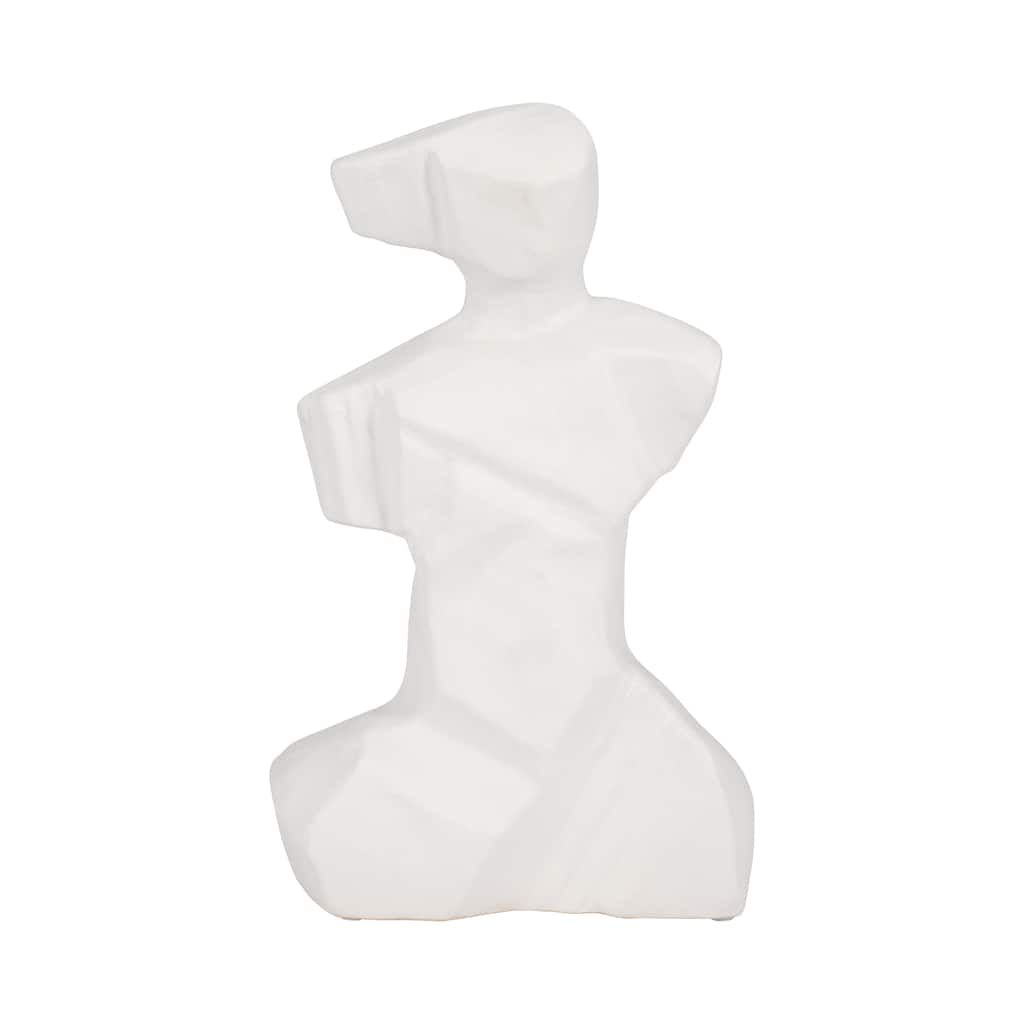 Sagebrook Home's 13" Abstract Venetian Figurine in Pristine White Ceramic - Artistic Flair - 8" x 3" x 13"