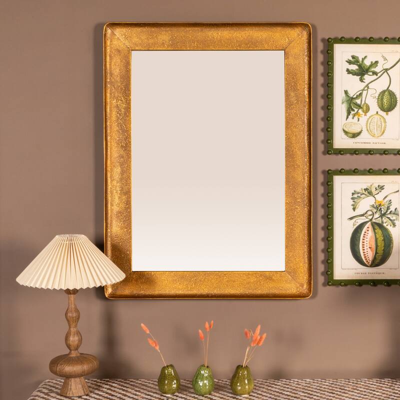 Metal Wall Mirror with Raised Edge Frame - 28.5"L x 1.8"W x 38.0"H
