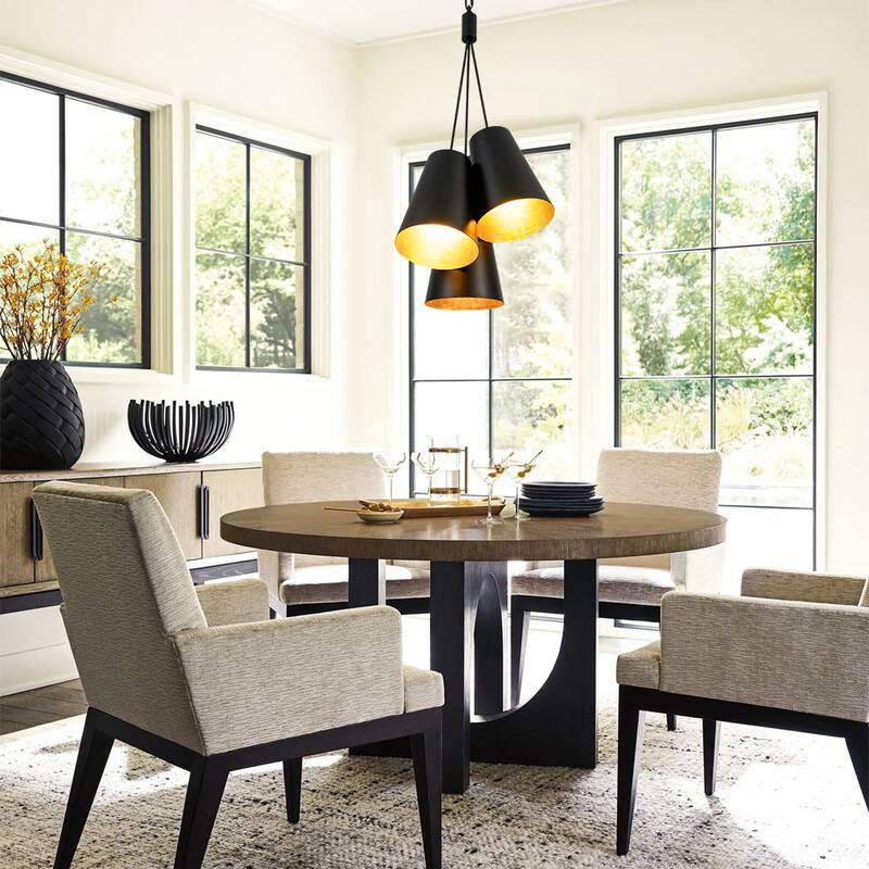 Scandinavian 3-Light Cluster Iron Cone Shade Pendant Chandelier