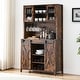 preview thumbnail 1 of 4, 42.5-inch Farmhouse Wine Cabinet with Sliding Barn Door - 15.7"D x 42.5"W x 69.6"H Brown