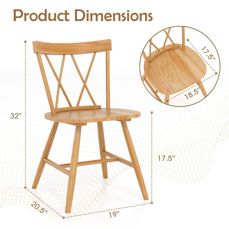 Costway Dining Chairs Set of 2/4 Farmhouse Kitchen Chair with Rubber