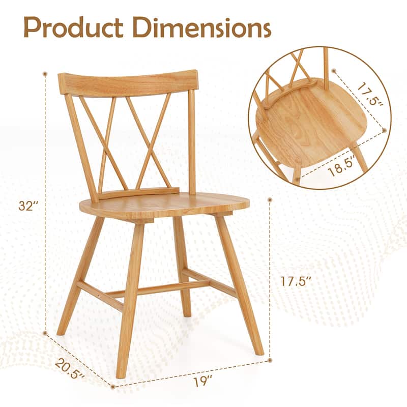 Set of 2/4 Wooden Dining Chairs Armless Side Chairs w/Cross Back