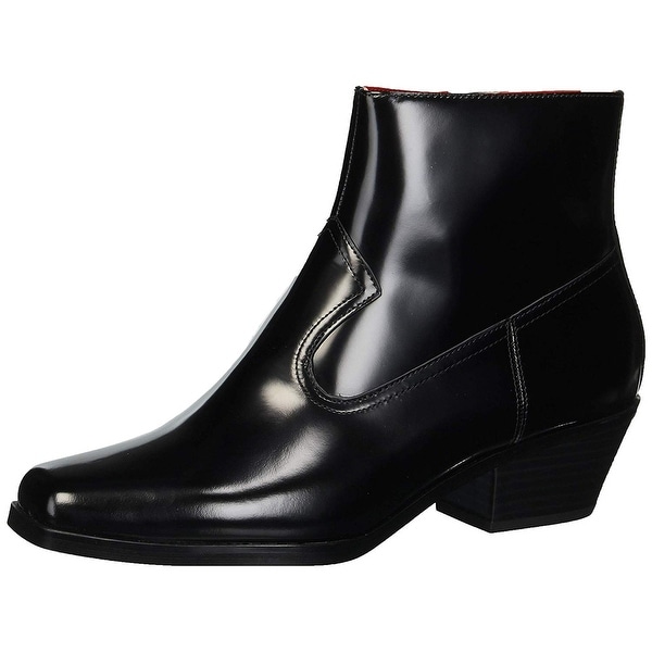 calvin klein black leather booties