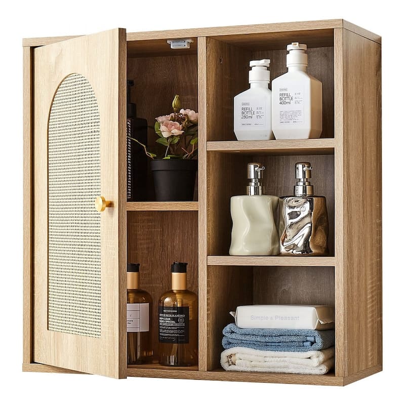 Wall-Mounted Bathroom Storage Cabinet with Multi-Layer Adjustable Shelves for Bottles and Toiletries - 23” x 10” x 23”