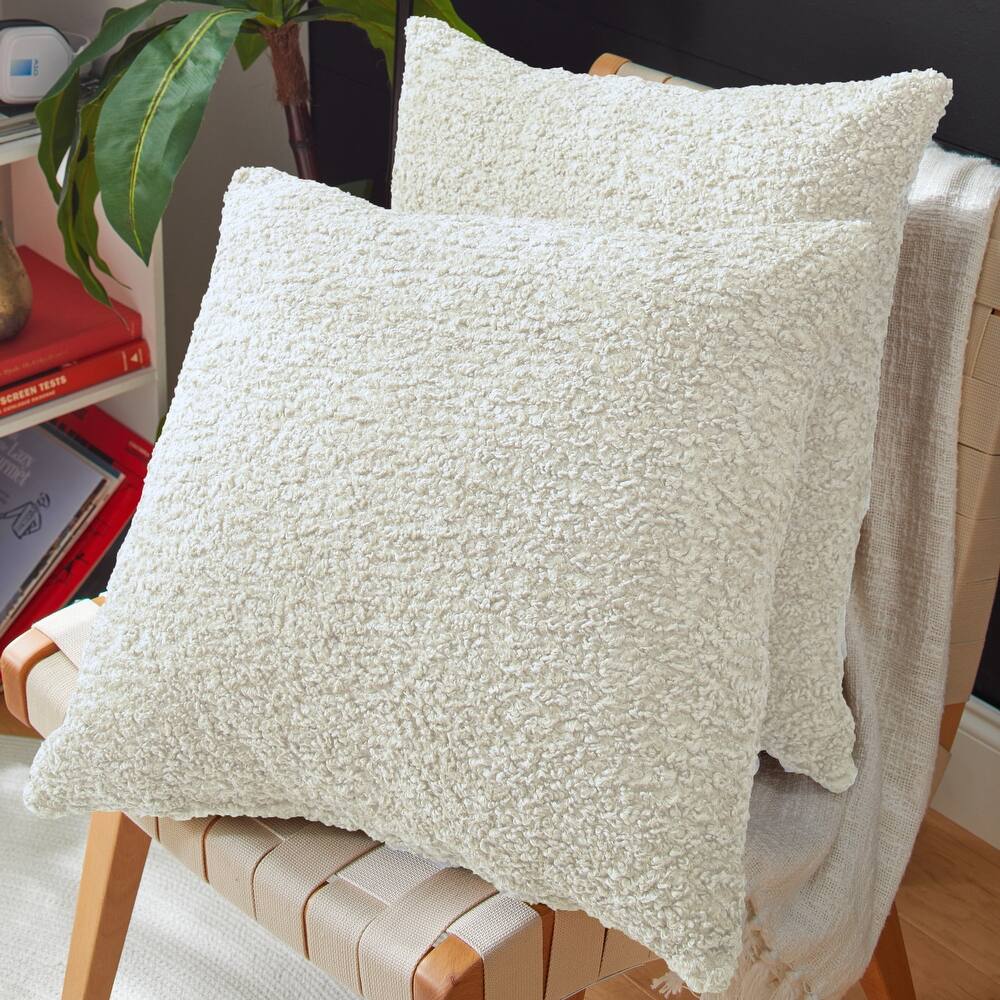 Sorra Home Indoor Soft-Textured Knife Edge Square Pillows (Set of 2)