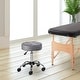 preview thumbnail 3 of 14, HOMCOM Round Vanity Stool with Height Adjustable Lift, Luxury Style Upholstery and Swivel Seat and Wheels - 13.75"x13.75"x24"