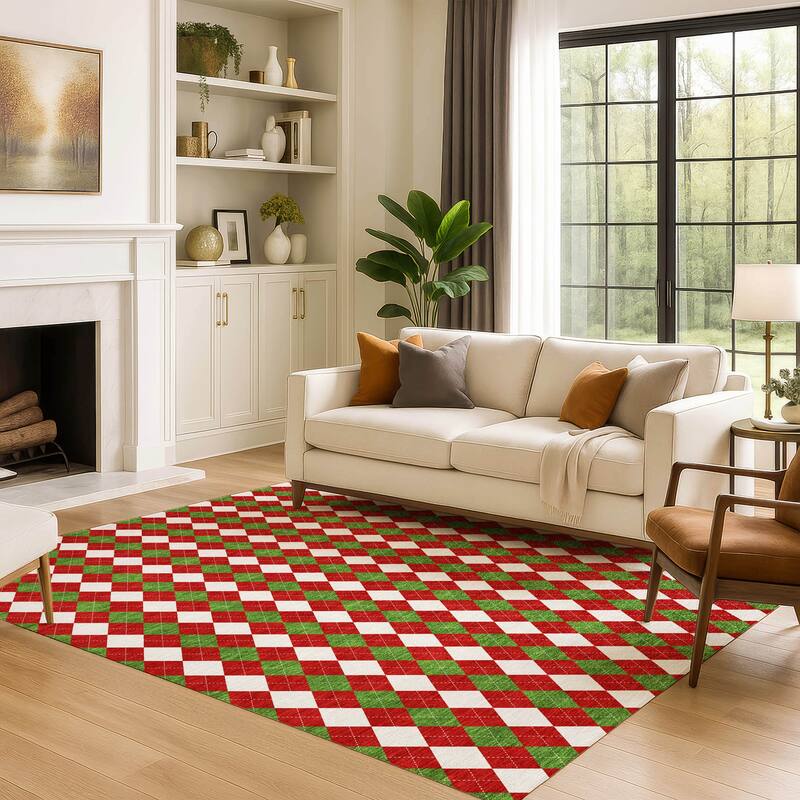Premium Washable Super Soft Argyle Mayfield Rug