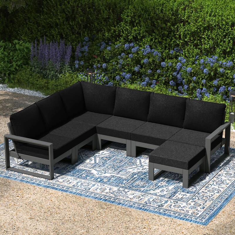 Endless Patio 7-Piece Deep Seating Set with Ottoman with Gray Frame