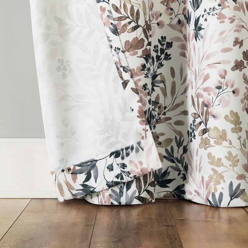 No. 918 Amelie Botanical Print Room Darkening Grommet Curtain Panel, Single Panel