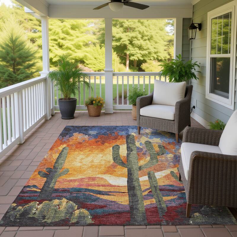 Machine Washable Indoor/ Outdoor Desert Inspiration Chantille Rug