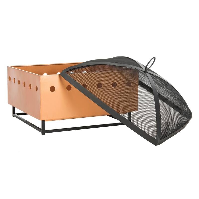 SAFAVIEH Garda Copper/ Black Square Fire Pit - 21" x 20.8" x 19.3" - 21Wx21Dx19H