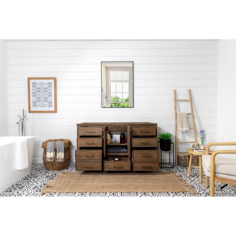 Willow Collections 60 in. W x 22 in. D Charlotte Teak Single Sink Bathroom Solid Teak Vanity with Countertop