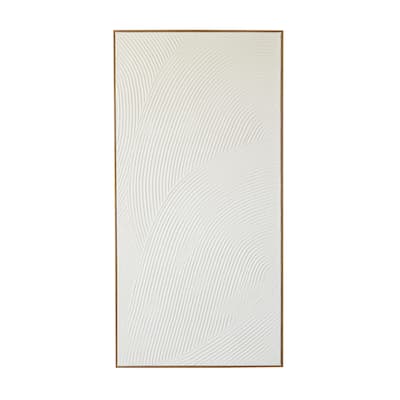 Canvas Geometric Art Deco Inspired Line Art Living Room Framed Wall Art with Gold Frame - White - Roche River Decor