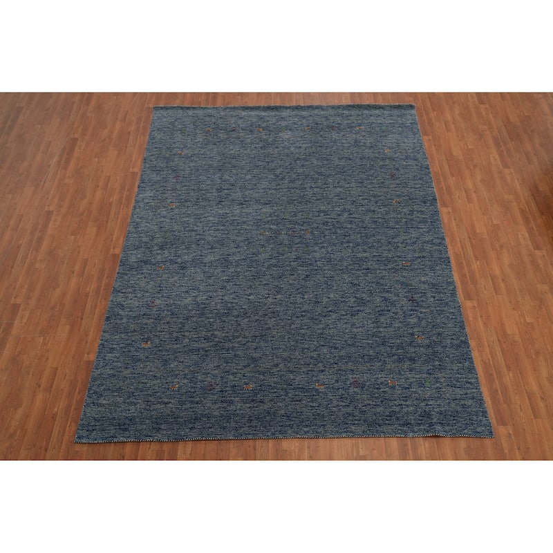 Hand Knotted Oriental 100% Wool Carpet Tribal Animal Pictorial Navy Blue & Blues Gabbeh Area Rug - 11' 9'' X 8' 11''