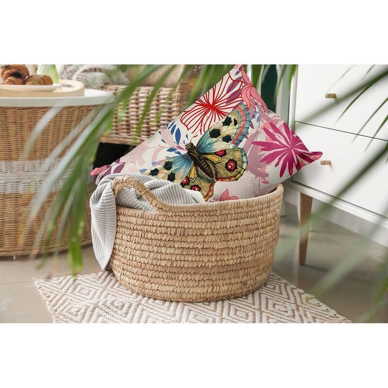 Butterfly In Floral Jumble Decorative Throw Pillow