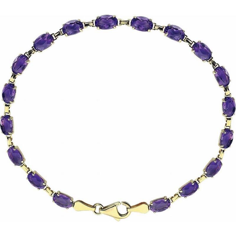 Curata 14k Yellow Gold Amethyst Amethyst 7.25 Inch Bracelet