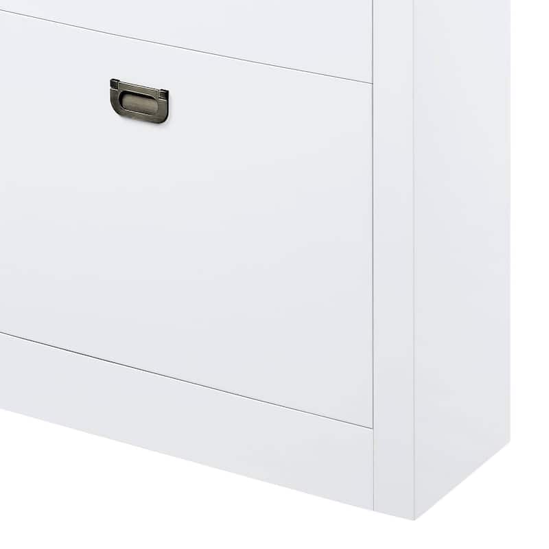 Bailey White High Gloss Shoe Cabinet with 4 Drawers