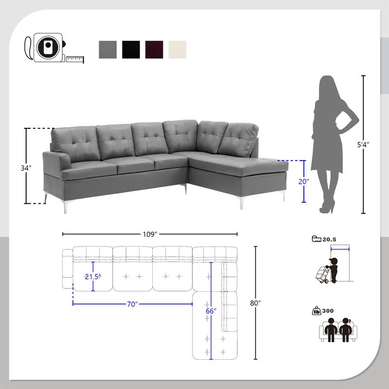 McCafferty Faux Leather Sectional Sofa with Ottoman