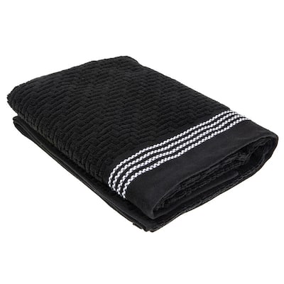 Luxury Stitch Bath Towel (27 X 50) (Black) - Set of 2