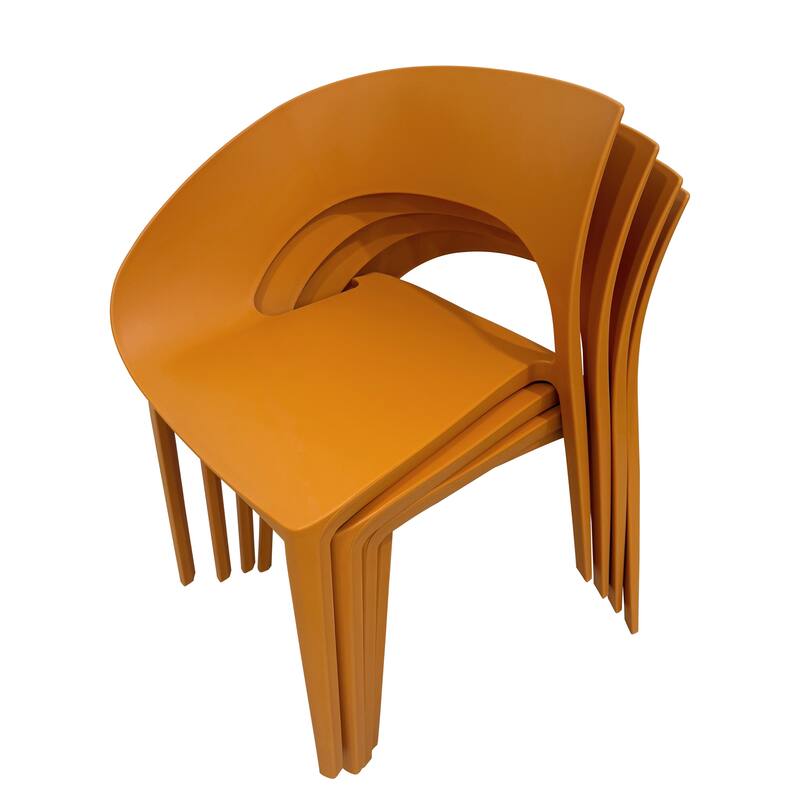 PP Dining Chair - Single-Side Design for Indoor/Outdoor, Single - Tropical Orange