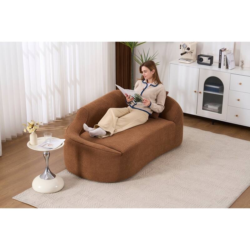 Compressed Curve Chaise Lounge, Modern Chenille Sofa Bed, No-Assembly Sofa