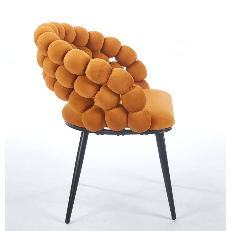 Fabric Modern Chairs (Set of 2) with Golden Iron Tube Legs, Soft Cushions, and Comfortable Backrest