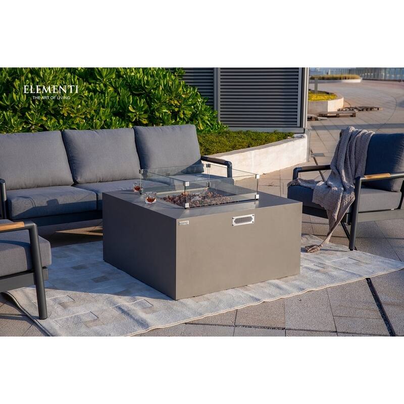 Sol Living Rocky Square Propane Fire Pit 45,000 BTUs - 43 x 43 Inches - 43 x 43 in.