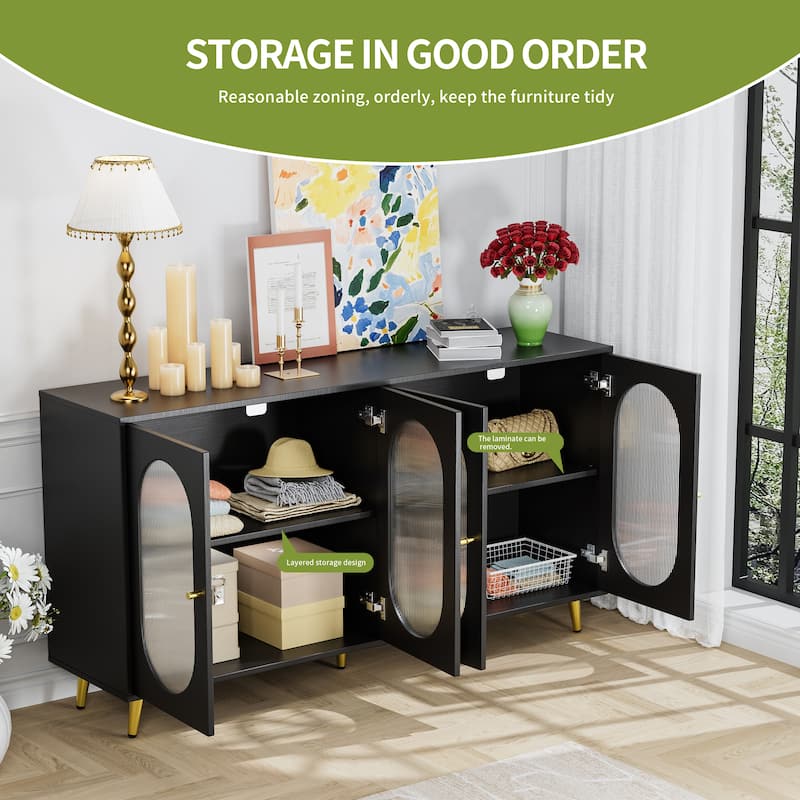 GDFStudio - Metro Modern Storage Accent Sideboard Cabinet with Acrylic Doors and Metal Legs