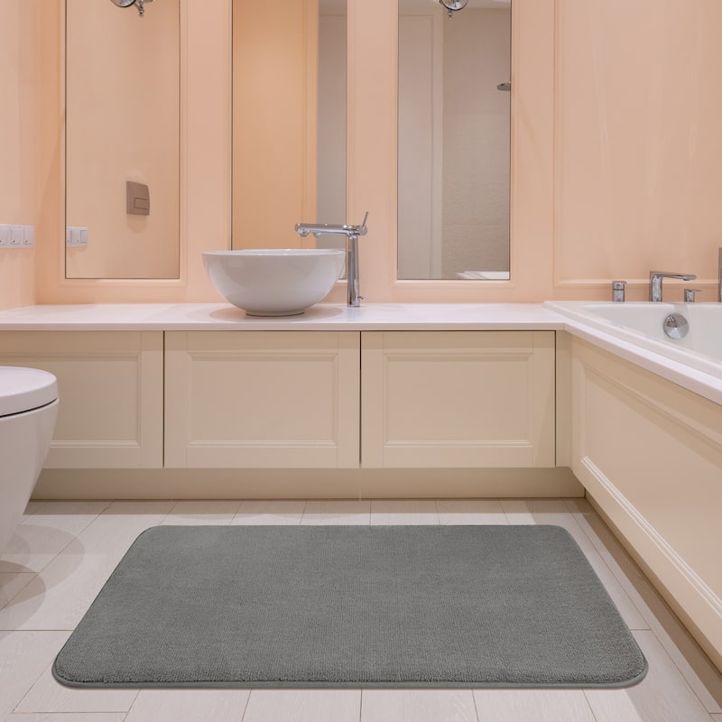 American Soft Linen Fluffy Foamed Bath Rug for Bathroom, 100% Polyester Fluffy Surface and Slip Resistant Bottom