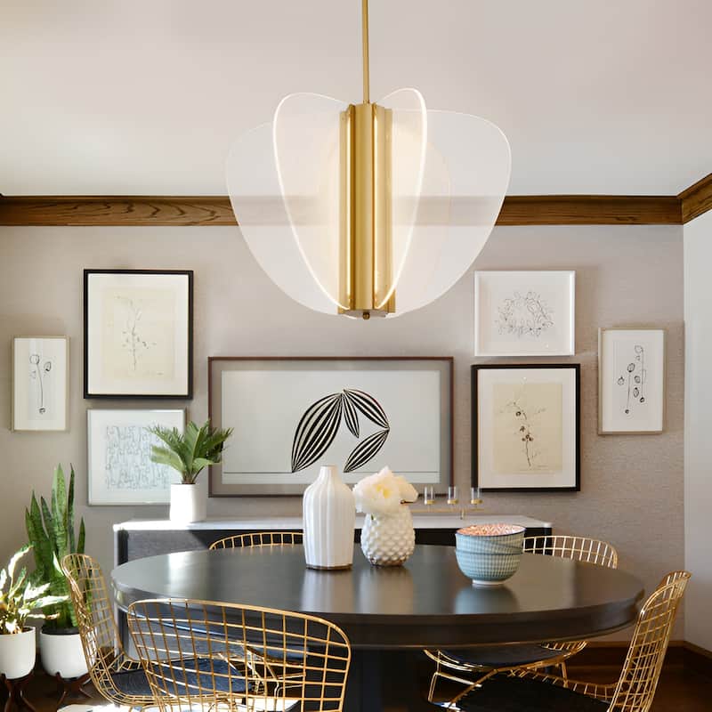Acrylic LED Panel Butterfly Chandelier - High end Luxury Lamp - Gold