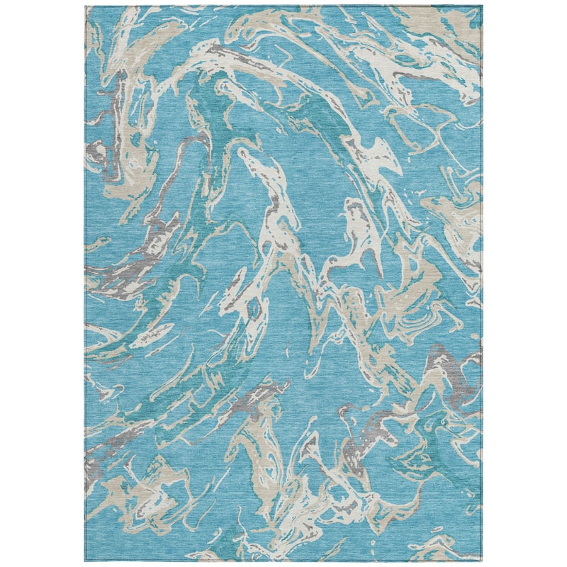 HomeRoots Abstract Transitional Rectangle Outdoor Rug