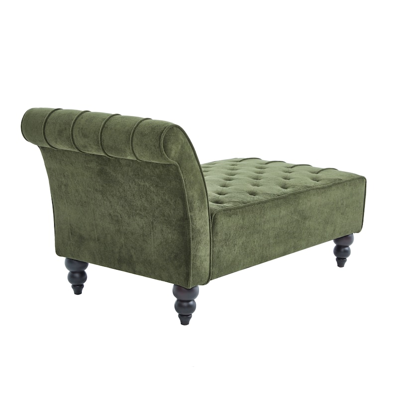 Christopher Knight Home - Classic Indoor Velvet Upholstered Button-Tufted Chaise Lounge Chair with Solid Wood Legs - 54.5"L