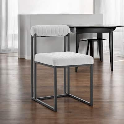 HomeRoots Set of Two Gray And Black Upholstered Polyester Open Back Dining Side Chairs