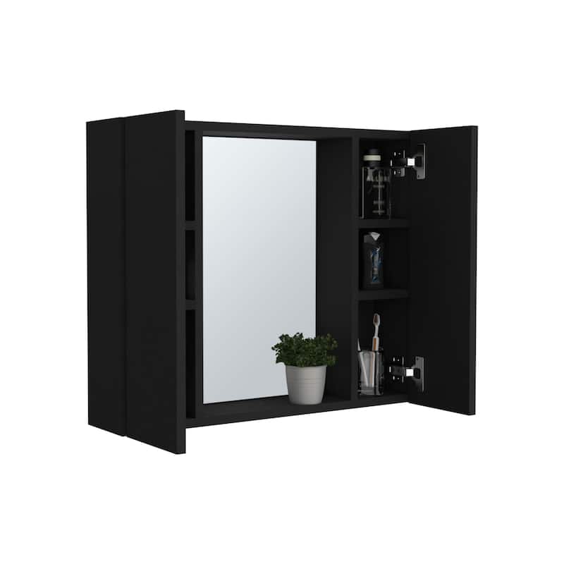 Space-Saving Medicine Cabinet with Double Doors, Mirror & External Shelf