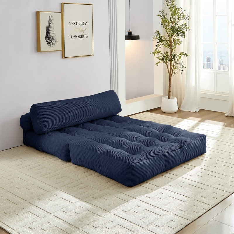 Mixoy W32''/W50'' Corded Velvet Fabric Folding Floor Lazy Futon Sofa Bed