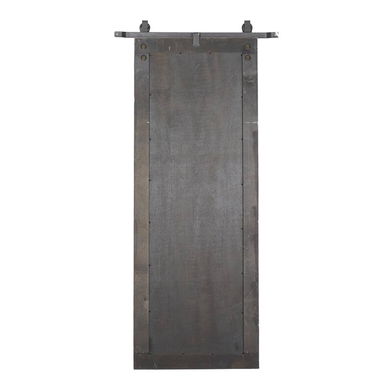 Wood Wall Mirror with Black Metal Hanging Rod - Brown - Roche River Decor