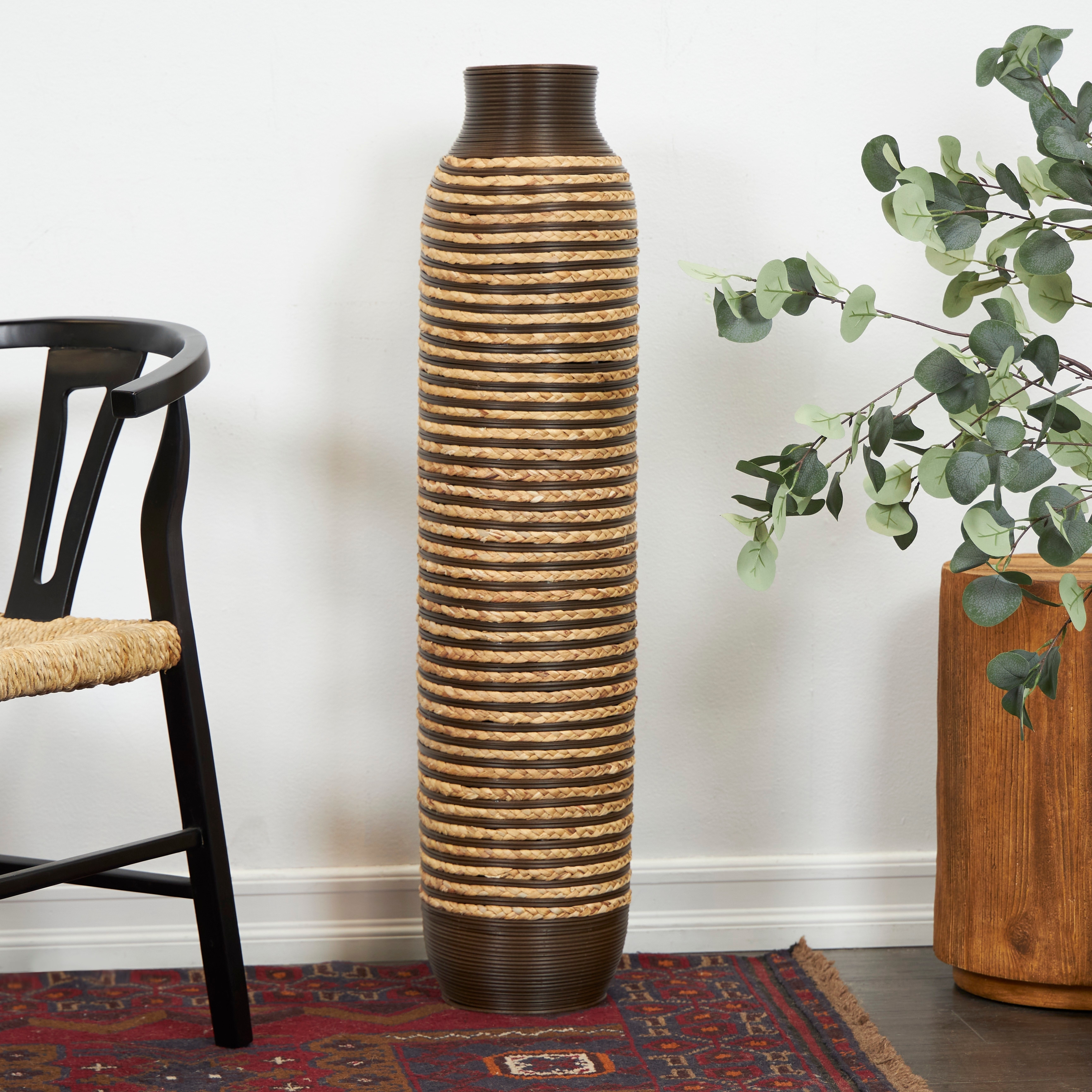 Handcrafted Tall Brown Seagrass Vase