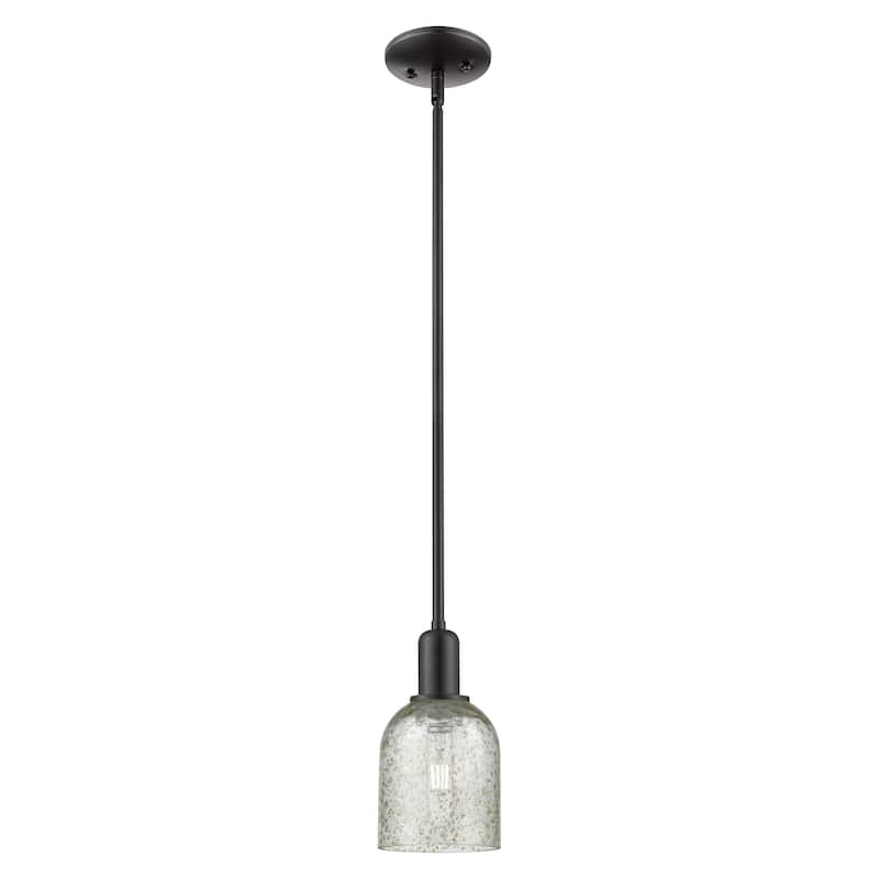 Innovations Lighting Endless Possibilities Arcadia - Caledonia - 1 Light 5" Stem Hung Mini Pendant - Matte Black/Mica