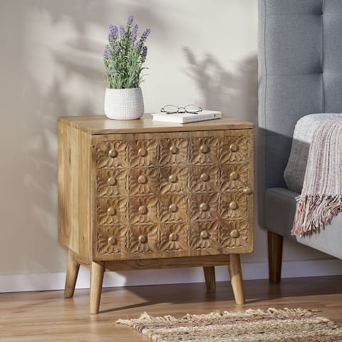 Cooney Boho Handcrafted Acacia Wood Nightstand by Christopher Knight Home