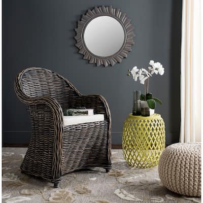 SAFAVIEH Callista Black Wash Wicker Club Chair - 24" x 26" x 35"