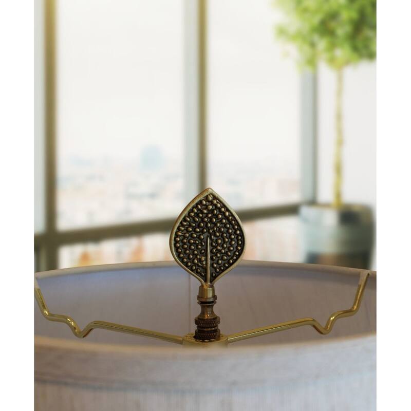 Birch Leaf Decorative Lamp Finial Antique Brass, 3.25"h