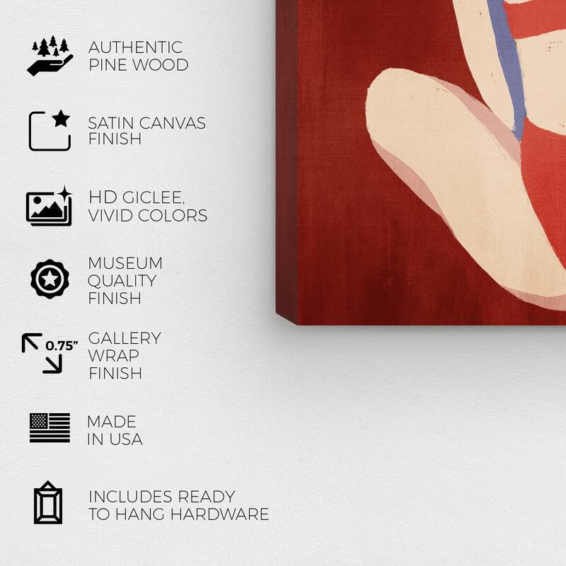 Wynwood Studio Canvas Fashion and Glam Retro Swimwear Red and Pastel Purple Modern & Contemporary Wall Art Canvas Print