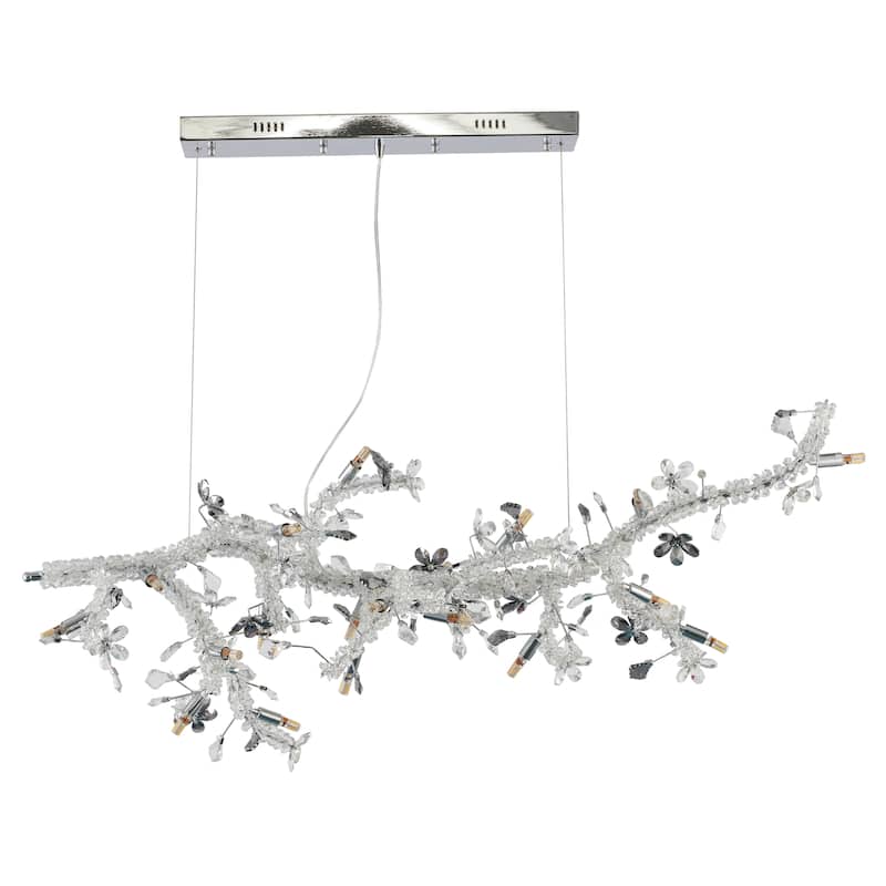 20-Light Chrome Chandelier With Clear And Smoke Crystals